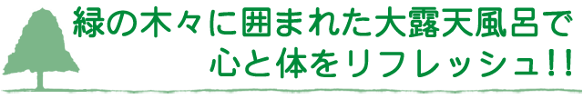 緑の木々に囲まれた大露天風呂で 心と体をリフレッシュ!!