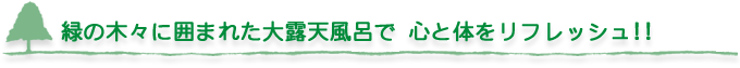 緑の木々に囲まれた大露天風呂で 心と体をリフレッシュ!!